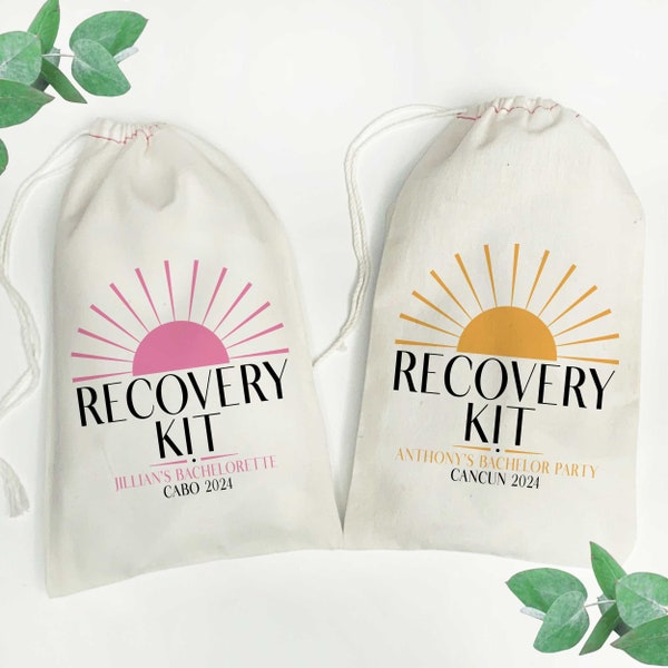 Sunshine Beach Recovery Kit Bags - Custom Hangover Kit Bags - Destination Wedding Favors