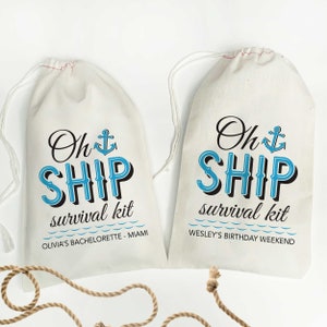 Oh Ship Hangover Survival Recovery Kit Bag - Nautical Birthday