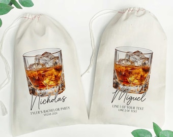 Whiskey Gift Bags - Bachelor Party Favor Bags - Wedding Party Hangover Recovery Kits - Groomsmen Gift Bags - Whiskey on the Rocks Glass Bags