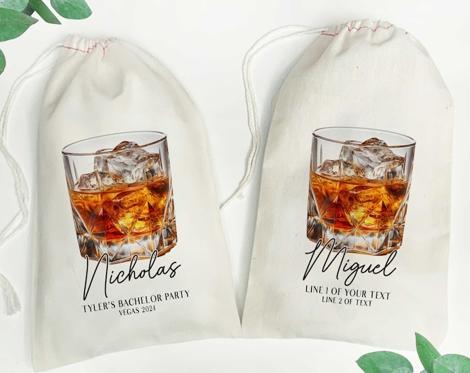 Whiskey Gift Bags | Bachelor Party & Groomsmen Hangover Recovery Kits | Custom Wedding Favor Bags