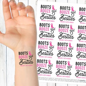 Nashville Girls Trip Tattoos - Custom Tattoos for Nashty Birthday - Nash Bash Bachelorette Party Favors - Cowboy Boots & Booze Temp Tattoos