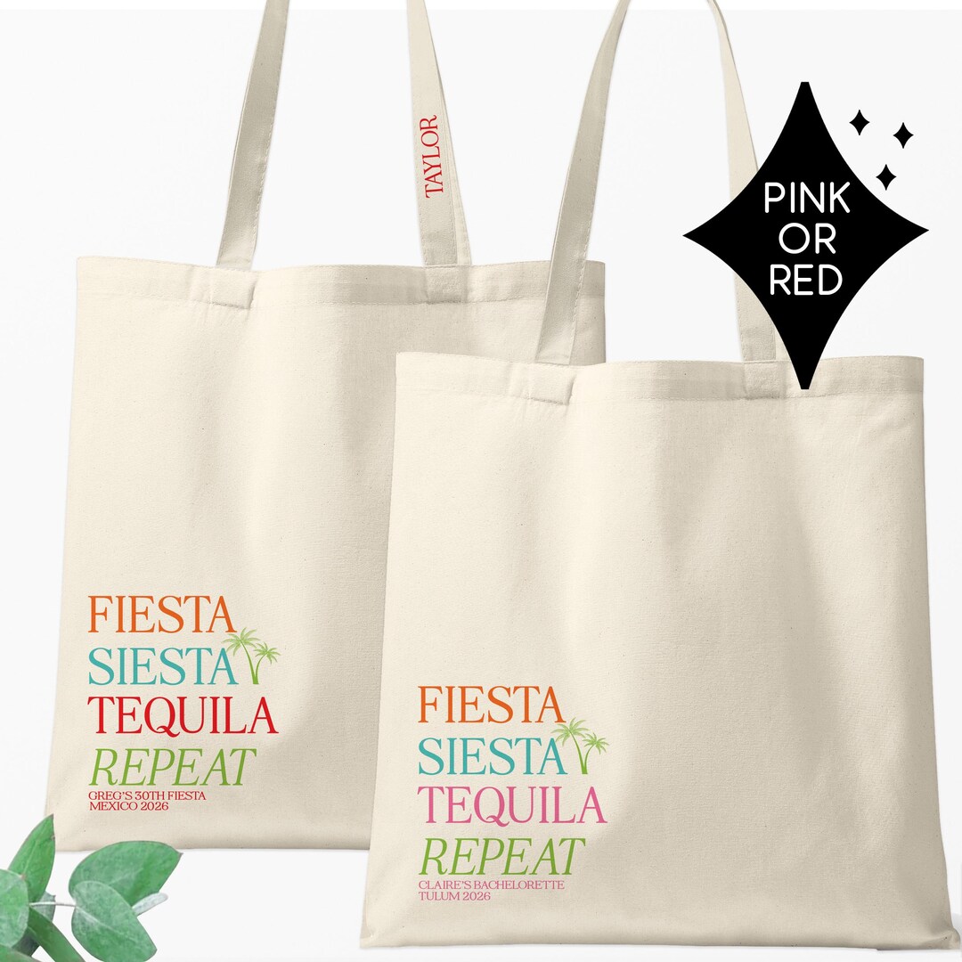 Fiesta Siesta Tequila Repeat Custom Tote Bags for Mexico Trip | Final ...