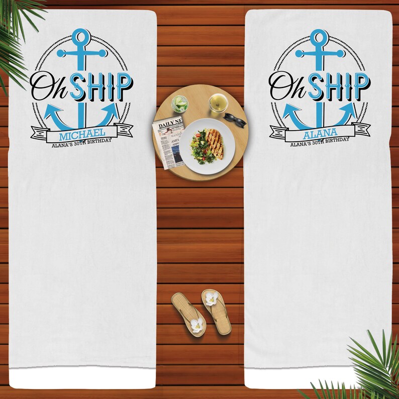 Oh Ship Cruise Beach Towels Boat Birthday or Etsy