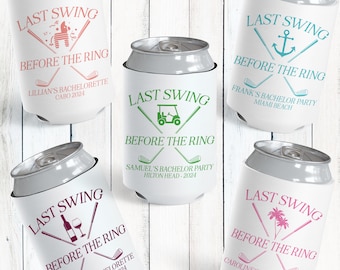 Golf Bachelor Party Favors, Last Swing Before the Ring Can Cozies, Golf Bachelorette Can Coolers, Custom Golf Can Cozy: Choose Icon + Color!