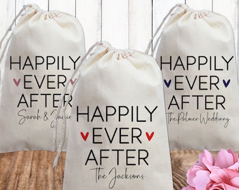 Modern Wedding Favor Bags - Wedding Welcome Gift Bags for Guests - Happily Ever After Wedding Bags with Heart - Wedding Party Thank You Gift