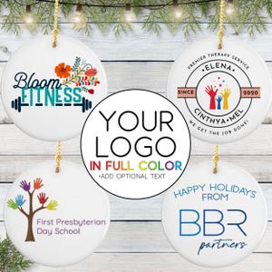Custom Ornaments - Bulk Christmas Ornaments with Business Logo - Corporate Gifts for Clients - Holiday Gifts for Employees - Logo Ornaments