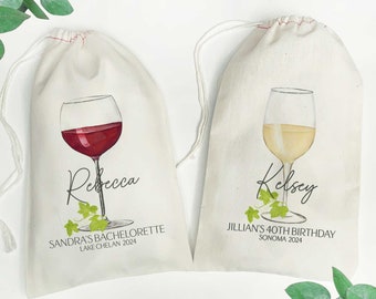 Wine Gift Bags with Names - Wine Hangover Recovery Kits - Winery Birthday Party Favor Bags - Napa Bachelorette - Sonoma Wine Girls Trip Bags