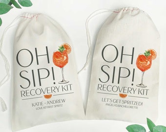 Aperol Spritz Favors - Oh Sip Recovery Kit Bags - Wedding Cocktail Favor Bags - Custom Hangover Kit Bags - Bachelorette Hangover Bags