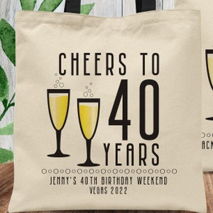 Adult Birthday Favor Bags Personalized Cheers to 40 Years, 30 Years, 21 Years, 50 Years, 60 Years, 65 Years image 4