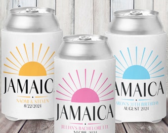 Destination Wedding Can Cozies - Jamaica Wedding Favors - Custom Can Coolers - Jamaica Girls Trip Gifts - Personalized Jamaica Can Cozy