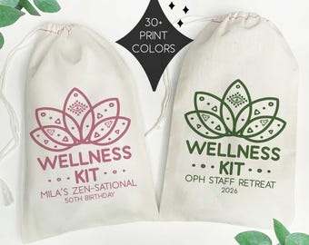 Wellness Kit Gift Bags | Yoga Retreat & Spa Day Favor Bags | Lotus Flower Self Care Gifts
