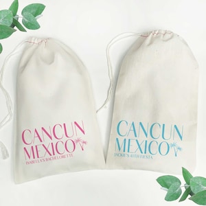 Cancun Gift Bags for Mexico Wedding, Cancun Favor Bags for Final Fiesta Bachelorette, Custom Cancun Bags for Destination Wedding or Vacation