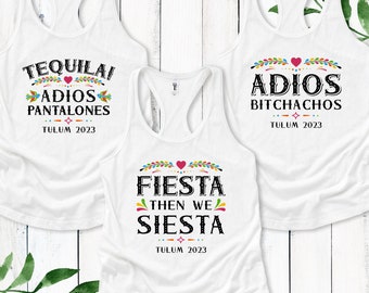 Funny Fiesta Bachelorette Tank Tops - Personalized Mexico Birthday Tanks - Matching Fiesta Shirts & Gifts, Mexican Theme Party or Girls Trip