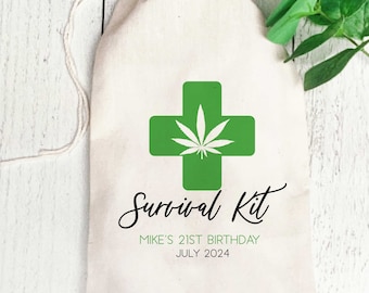 Bolsas de supervivencia con cannabis, regalos para fiestas de marihuana, bolsas de regalo para adultos, bolsas de regalo personalizadas con estampado de hojas de marihuana, artículos divertidos para fiestas de fumetas.