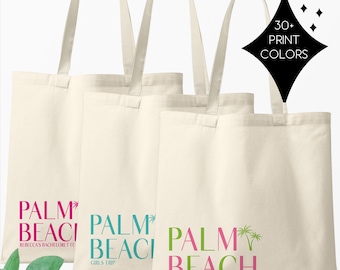 Personalized Palm Beach Tote or Favor Bag | Bachelorette Party or Girls Trip Gift