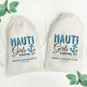 Nautical Party Favors, Nauti Girls Hangover Kit Bags, Custom Bachelorette Bag, Nauti Crew, Nauti Bachelorette, Boat Bach Bash, Personalized