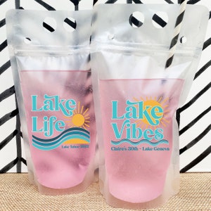 Lake Life Drink Pouches - Lake Vibes Gifts -  Lake Bachelorette Party Cups - Adult Juice Pouches - Lake Party Favors, Supplies + Decorations