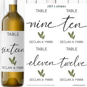Event Table Labels Table Number Wine Labels - Wedding Table Numbers - Custom Wine Labels ...