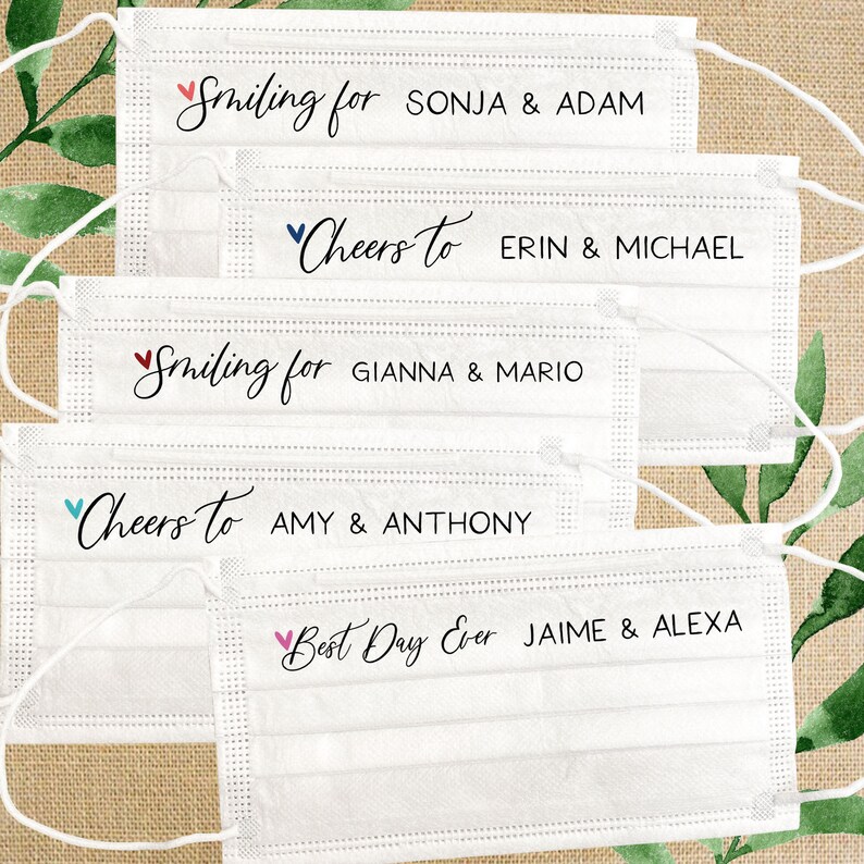 Wedding Masks for Guests Bulk Disposable Masks Custom Face Etsy