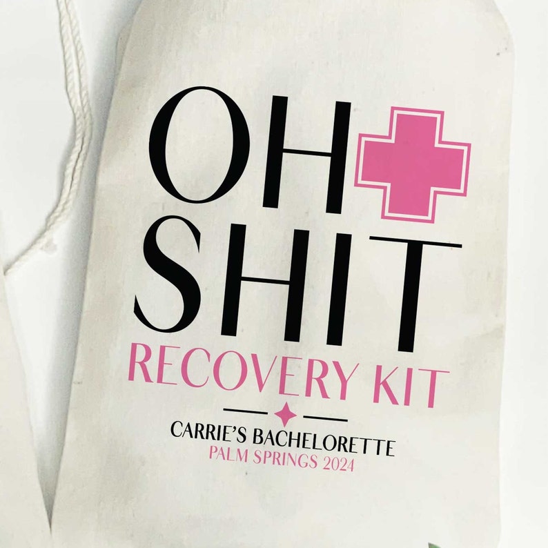 Oh Shit Recovery Kits Custom Hangover Kit Bags Oh Shit Kits for Bachelorette image 3