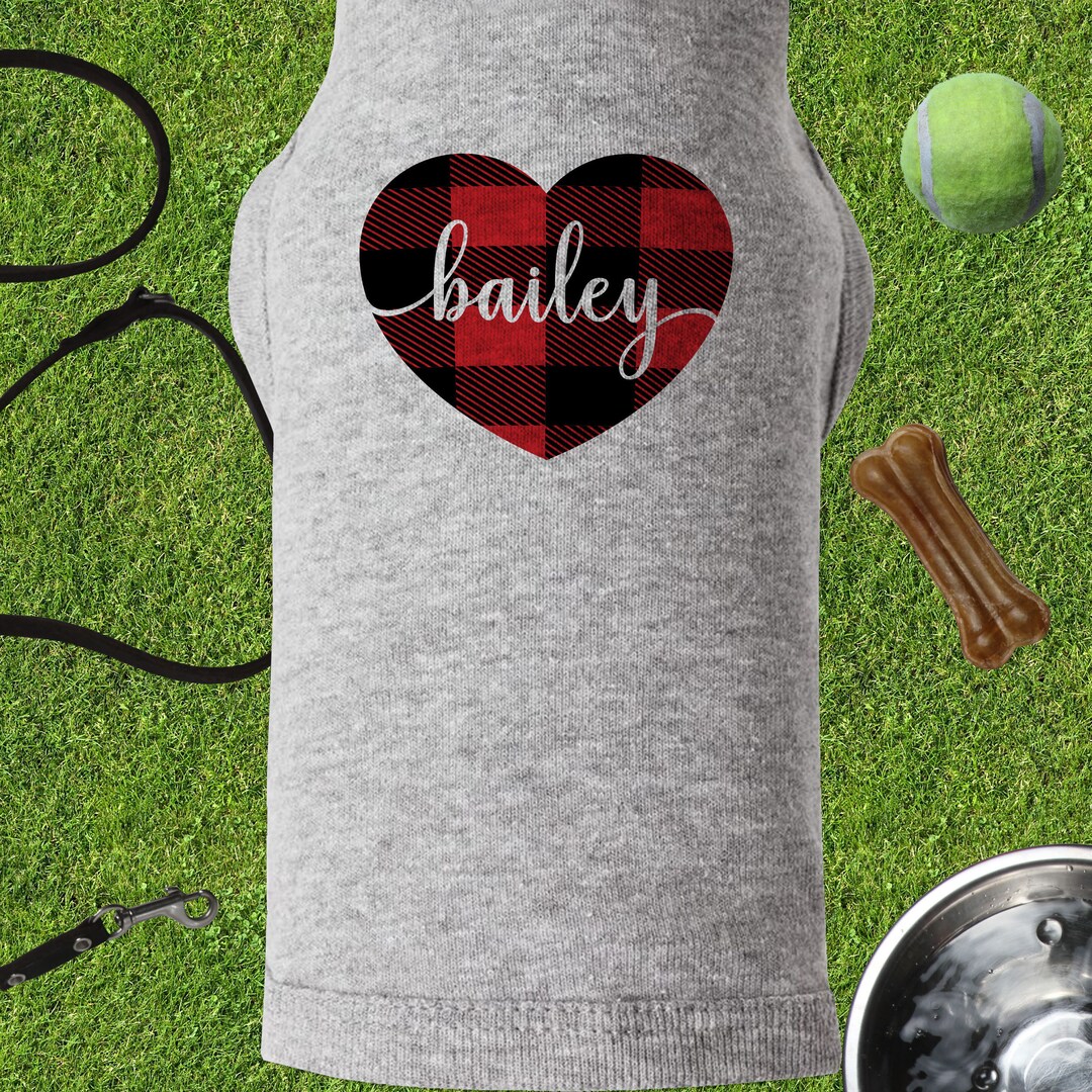 Christmas Dog Shirt With Name Personalized Dog Tee Plaid Pet Outfit Etsy