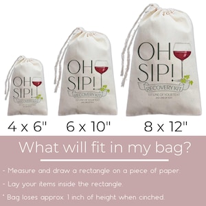 Wine Glass Oh Sip Hangover Recovery Kit Bags | Bachelorette Wine Trip | Custom Winery Wedding Favor Bags image 8