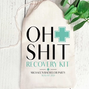 Oh Shit Recovery Kits | Custom Hangover Kit Bags | Bachelorette or Bachelor Party Favors image 1