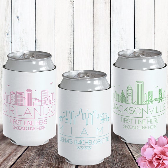Florida Wedding Favors Custom Can Coolers Miami Bachelorette Party