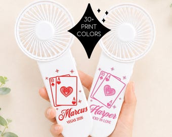 Personalized Vegas Mini Hand Fan | Casino Bachelor or Bachelorette Party Favor | Playing Cards Girls Trip Gift