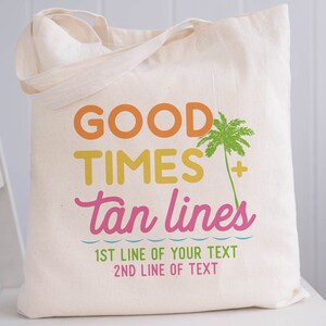 Personalized Beach Birthday or Bachelorette Favor Bags | Good Times & Tan Lines Gift Bags | Tropical Party Supplies image 5