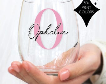 Monogram Wine Glass Personalized | Shatterproof Birthday Gift | Custom Bachelorette Wine Cup