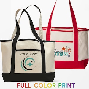 Custom Beach Tote Bags - Bulk Premium Canvas Totes with Your Logo, Art or Photo - Custom Printed Wholesale Large Bags, Personalized Boat Bag