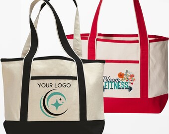 Custom Beach Tote Bags - Bulk Premium Canvas Totes with Your Logo, Art or Photo - Custom Printed Wholesale Large Bags, Personalized Boat Bag