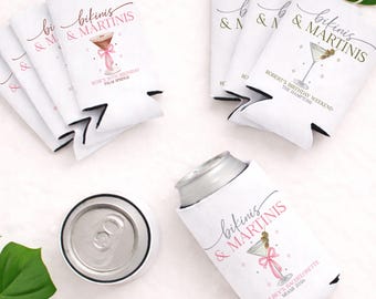 Bikinis & Martinis Can Coolers | Custom Bachelorette and Birthday Favors | Beach Girls Trip Drink Holder