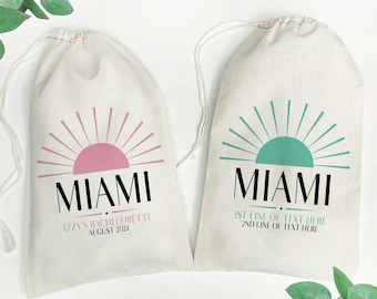 Miami Bags - Florida Wedding Favor Bags - Miami Welcome Bags - Custom Gift Bags for Miami Birthday Trip, Bachelorette or Girls Trip