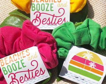 Beach Bachelorette Party Favors, Custom Hair Scrunchies or Hair Ties