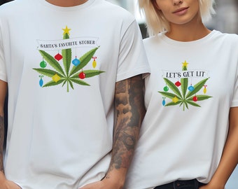 Funny Christmas Sweatshirts for Adults - Cannabis Gifts - Santa's Favorite Stoner Gifts for Men or Women - Marijuana Leaf Christmas Shirt