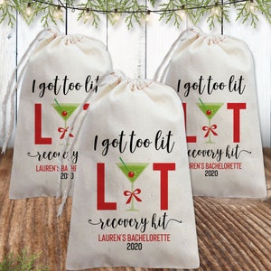 Custom Christmas Party Favor Bags - Winter Bachelorette/Wedding Favors - Got Too Lit Holiday Gift Bags