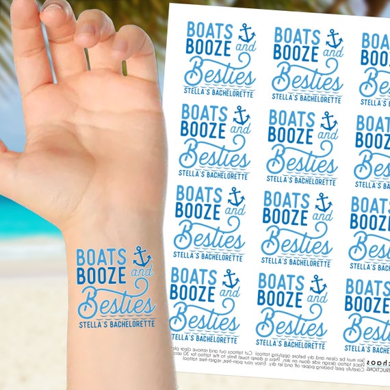 Nautical Birthday Party Favors for Women - Custom Tattoos for Boat Party - Sailing Temporary Tattoos - Girls Trip Cruise - Yacht Party Favor