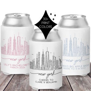 Custom New York Can Coolers | New York Skyline Party Favors | New York Wedding Can Cozies | NYC Bachelorette Favors | Conference Giveaways