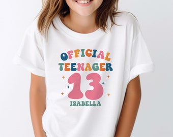 Official Teenager 13th Birthday Shirt - Girls 13th Birthday Outfit - Retro Birthday Shirt for 13 Year Old Girl - Born in 2011 Birthday Tee