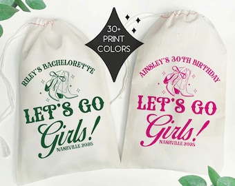 Personalized Nashville Bachelorette Favor Bag, Cowgirl Boot Girls Trip Tote