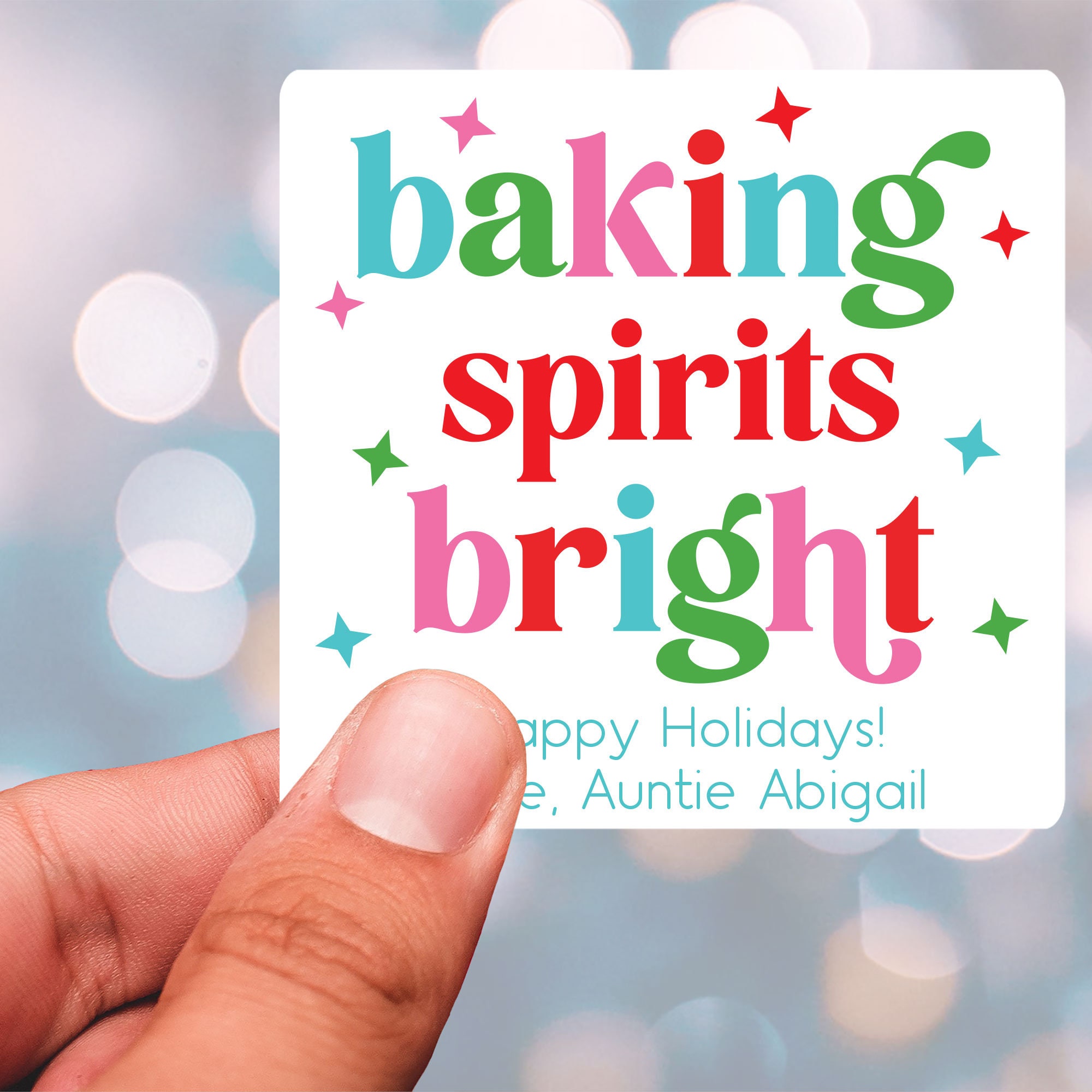 Baking Spirits Bright Stickers, Custom Christmas Cookie Labels ...