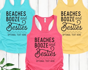 Beach Bachelorette Tank Tops, Mexico Bachelorette Party Tanks, Beaches Booze Besties, Best Friend Vacation, Matching Girls Trip Getaway