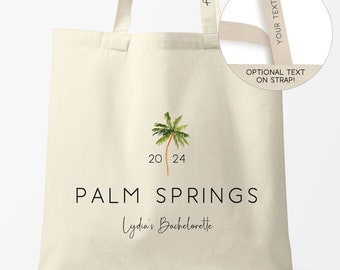 Palm Tree Bachelorette Tote Bags, Beach Bachelorette Party Bags, Custom Canvas Bachelorette Bags for Island or Tropical Bridal Shower Trip