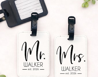 Mr And Mrs Luggage Tag Personalized | Honeymoon Gift | Wedding Gift For Couple Travel Tags