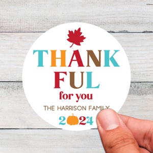 Thanksgiving Party Favor Labels, Custom Thankful For You Stickers, Waterproof Cup Stickers for Thanksgiving + Friendsgiving 2024 Decorations