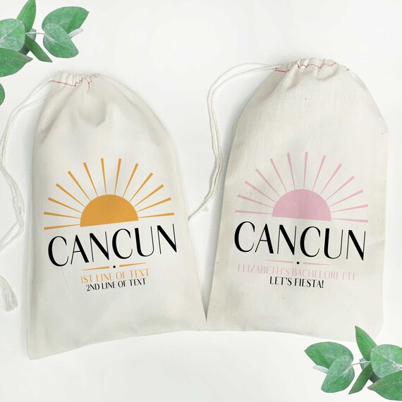 Mexico Gift Bags, Custom Welcome Bags for Cancun Trip, Mexican Wedding Favor Bags, Custom Mexico Bags with Sun, Bulk Mexico Party Favor Bags