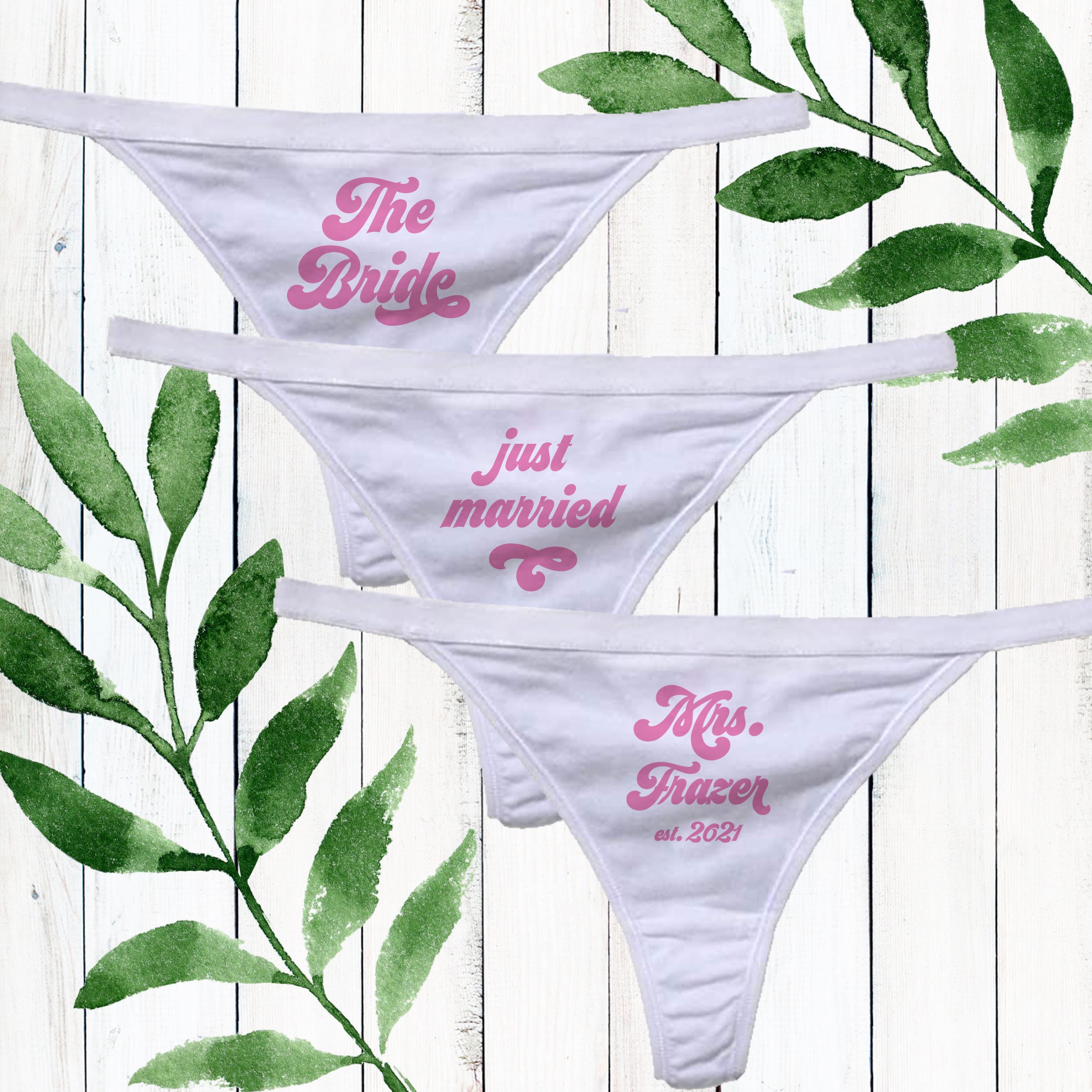 Personalized Bride Underwear Custom Thong Panties: Mrs. Last Name