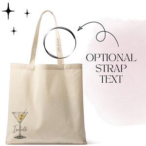 Martini Tote Bags with Name | Dirty Martini Custom Cocktail Bags | Classy Bachelorette Party image 3